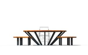 street furniture, other, picnic set, bench, curved, table