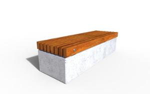 street furniture, concrete, smooth concrete, vertical planks, bench, wood backrest, wood seating