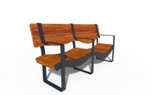 street furniture, seating, horizontal planks, wood backrest, wood seating