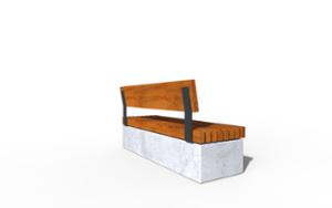 street furniture, concrete, smooth concrete, vertical planks, seating, wood backrest, wood seating