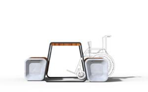 street furniture, bench, concrete, smooth concrete, fsc, 230v and/or usb socket, picnic set, induction/qi charger, accessible for disabled, lighting