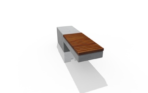 street furniture, concrete, smooth concrete, horizontal planks, bench