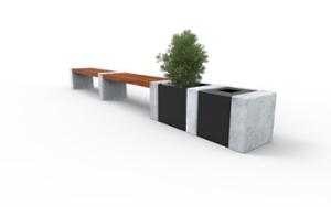 street furniture, planter, bench, concrete, smooth concrete, wood seating