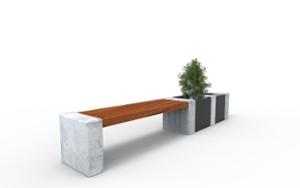 street furniture, concrete, smooth concrete, planter, bench, wood seating