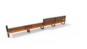 street furniture, bench, seating, modular, wood backrest, armrest