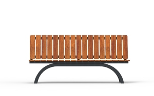 street furniture, seating, horizontal planks, wood backrest, wood seating