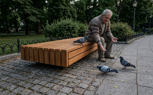 street furniture, bench, lighting, wood seating