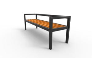 street furniture, seating, steel backrest, armrest, wood seating