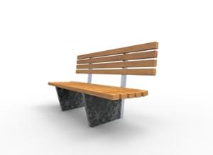 street furniture, granite, seating, wood backrest, wood seating