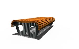 street furniture, double-sided , bench, armrest, wood seating