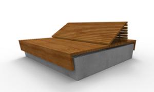 street furniture, concrete, smooth concrete, double-sided , bench, seating, chaise longue, wall top, wood seating, strefa relaksu
