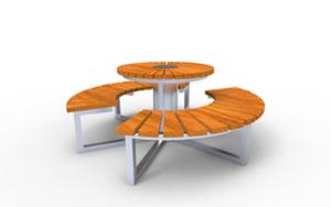 street furniture, picnic set, bench, curved, wood seating, table, chess