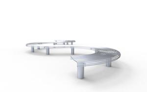 street furniture, price per metre, length measured on longer side, bench, modular, curved, steel seating, steel