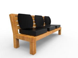 street furniture, wood, seating, logo, upholstered backrest, wood backrest, upholstered seating, wood seating