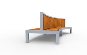 street furniture, price per metre, length measured on longer side, double-sided , seating, logo, wood backrest, curved, wood seating, high backrest