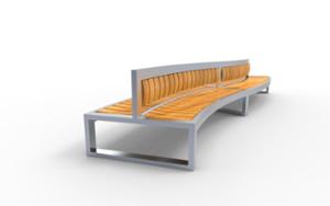 street furniture, price per metre, length measured on longer side, double-sided , seating, wood backrest, curved, wood seating