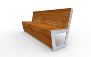 street furniture, seating, logo, wood backrest, wood seating