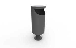 street furniture, litter bin, pole mounted, curved, safety ashtray, side aperture