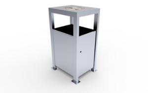 street furniture, canopy roof / lid, litter bin, logo, safety ashtray, big ashtray with sand, side aperture