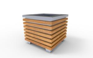 street furniture, planter, wood, mobile (pallet jack compatible), rectangular, steel
