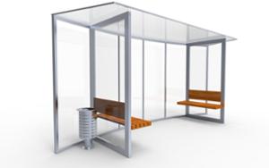 street furniture, other, seating, wood backrest, wood seating, glass, canopy, bus stop canopy