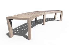 street furniture, bench, steel seating, curved, modular, price per metre, length measured on longer side