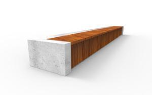 street furniture, concrete, smooth concrete, bench, modular, wood seating