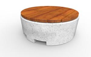 street furniture, concrete, smooth concrete, bench, curved, wood seating