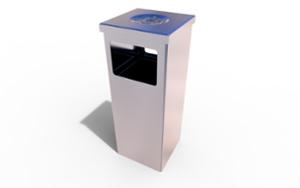 street furniture, litter bin, lid mounted with gudgeon pin, safety ashtray, side aperture