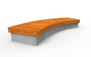 street furniture, concrete, smooth concrete, double-sided , bench, wall top, curved, wood seating