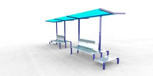 street furniture, double-sided , seating, logo, steel backrest, steel seating, bus stop canopy