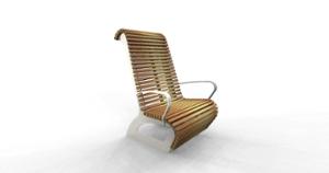 street furniture, chair, for single person, seating, wood backrest, armrest, wood seating, high backrest