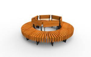 street furniture, seating, wood backrest, curved, wood seating