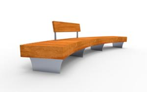 street furniture, double-sided , bench, seating, modular, wood backrest, curved, wood seating