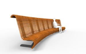 street furniture, price per metre, length measured on longer side, seating, modular, wood backrest, curved, wood seating, high backrest