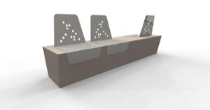 street furniture, concrete, smooth concrete, seating, logo, wall top, steel backrest, steel seating, steel