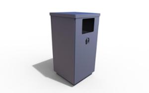 street furniture, litter bin, logo, side aperture, lid mounted with gudgeon pin