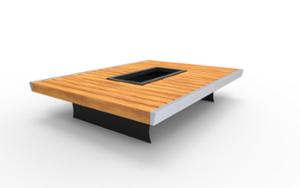 street furniture, planter, double-sided , bench, rectangular, wood seating