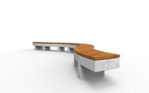 street furniture, bench, wood seating, curved, concrete, smooth concrete, price per metre, length measured on longer side