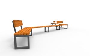 street furniture, bench, seating, modular, wood backrest, wood seating