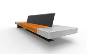street furniture, bench, seating, concrete, smooth concrete, steel backrest, wood seating