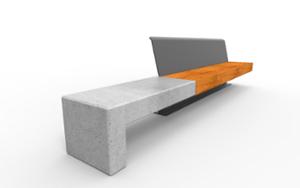 street furniture, concrete, smooth concrete, seating, steel backrest, concrete seating, wood seating