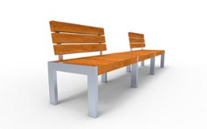 street furniture, double-sided , bench, seating, modular, wood backrest, wood seating