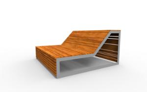 street furniture, double-sided , seating, chaise longue, wood backrest, wood seating