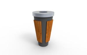 street furniture, litter bin, lid mounted with gudgeon pin, curved, safety ashtray