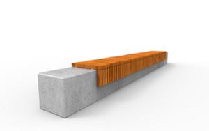 street furniture, concrete, smooth concrete, horizontal planks, bench, wood seating