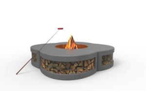 street furniture, concrete, smooth concrete, park grill, other, bench, fireplace