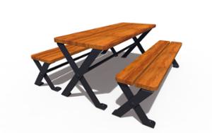 street furniture, picnic set, bench, wood seating, table, vintage