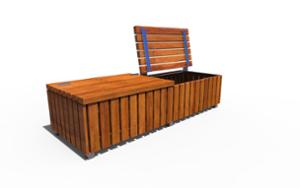 street furniture, bench, wood seating, storage box