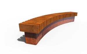 street furniture, vertical planks, horizontal planks, bench, curved, wood seating